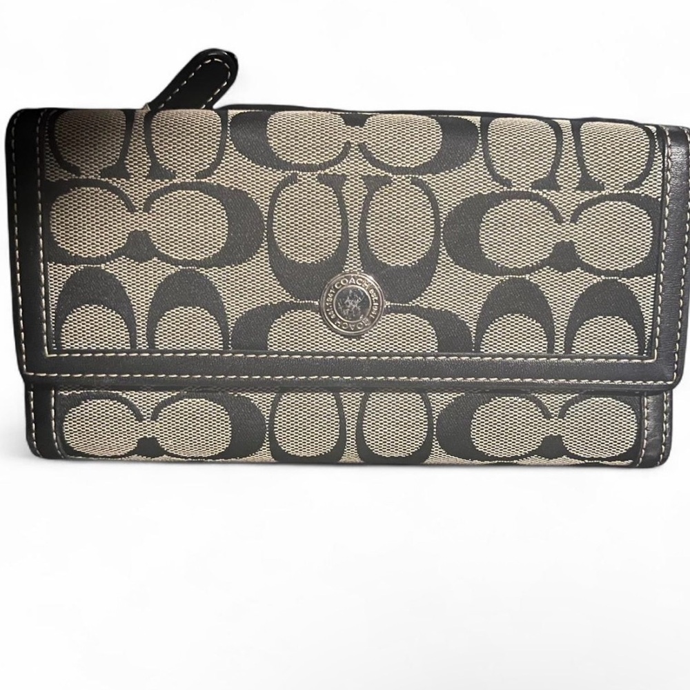 Coach Black and Tan Signature Clutch